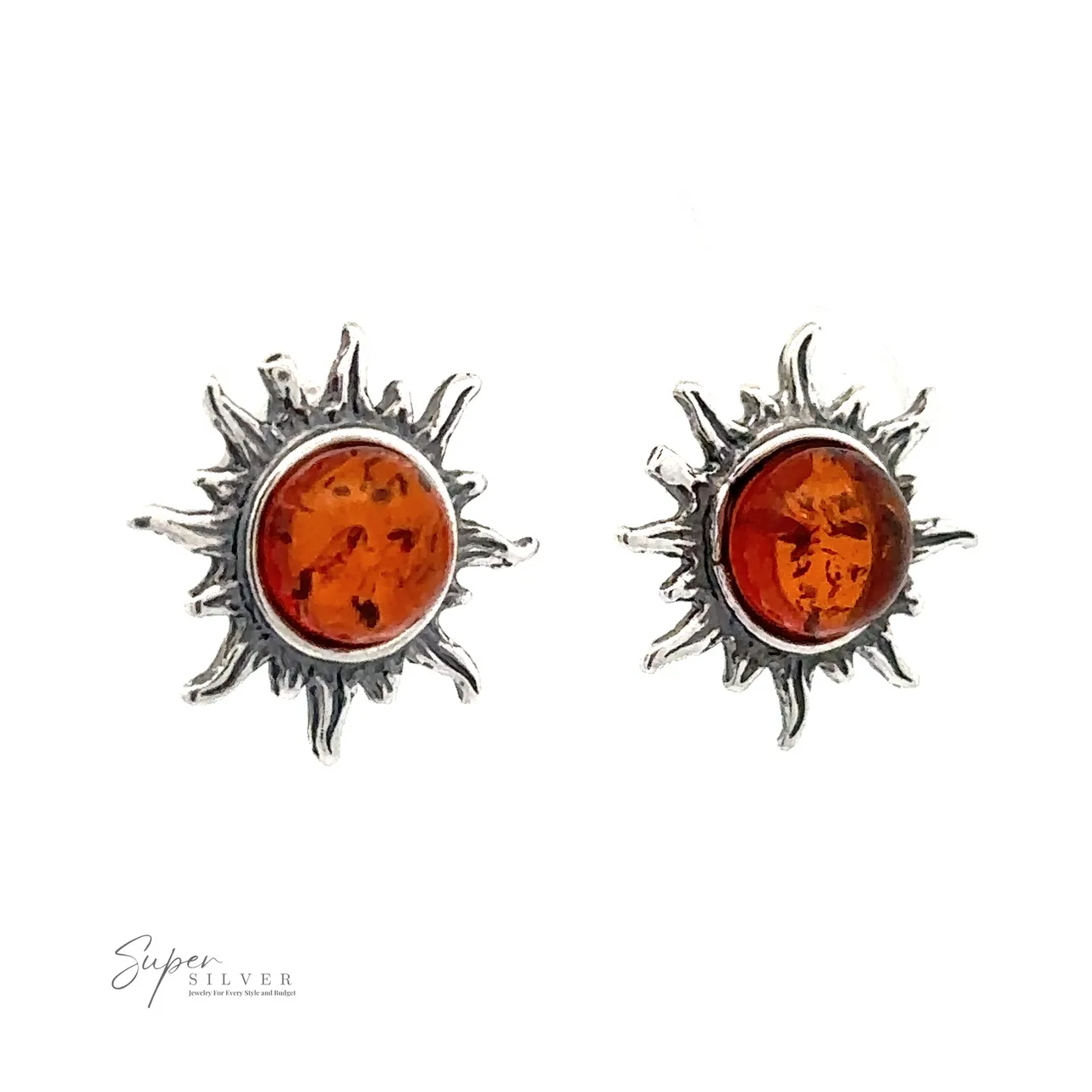 Brilliant Amber Sun Stud Earrings