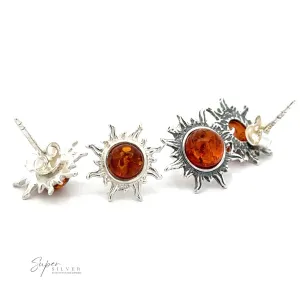 Brilliant Amber Sun Stud Earrings