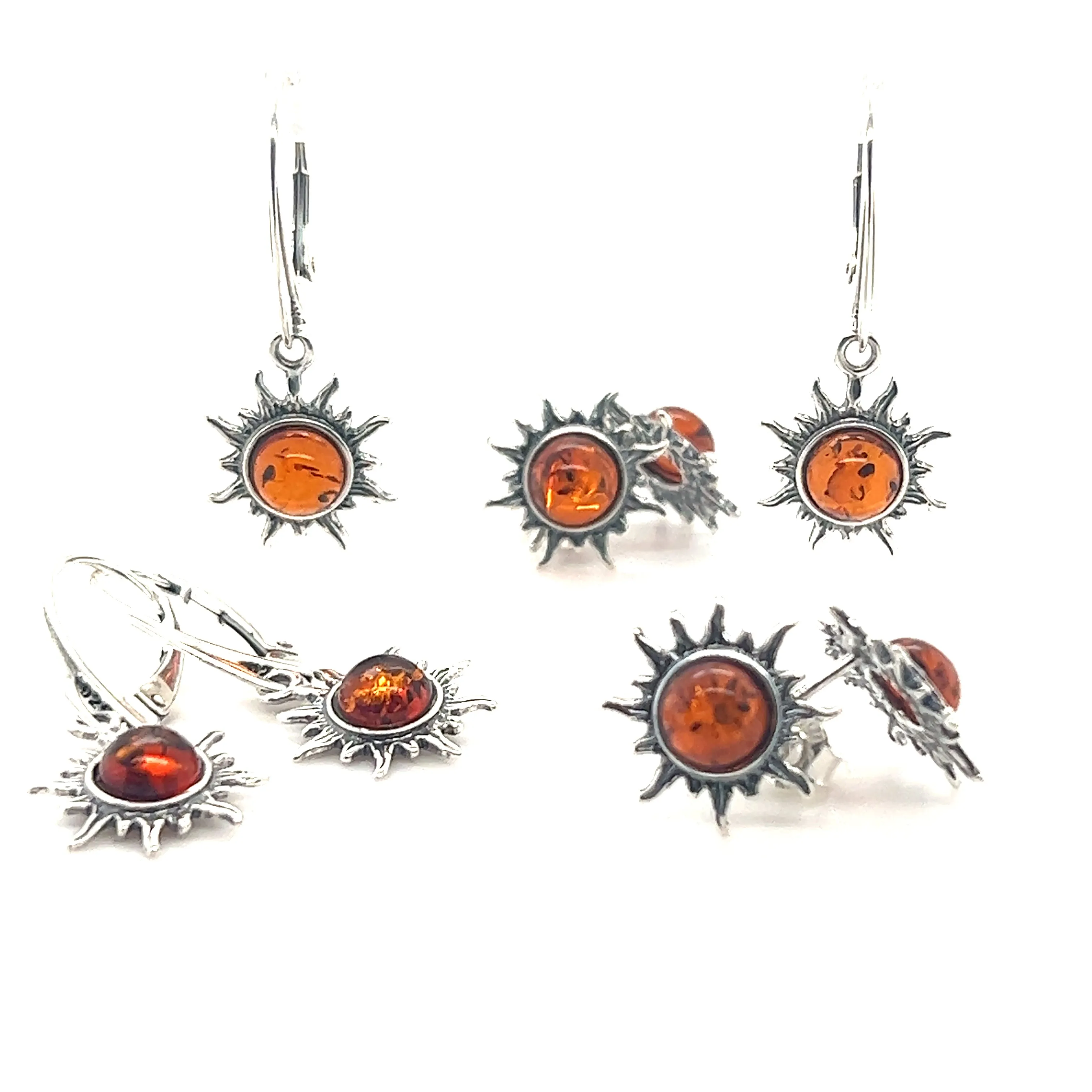 Brilliant Amber Sun Stud Earrings