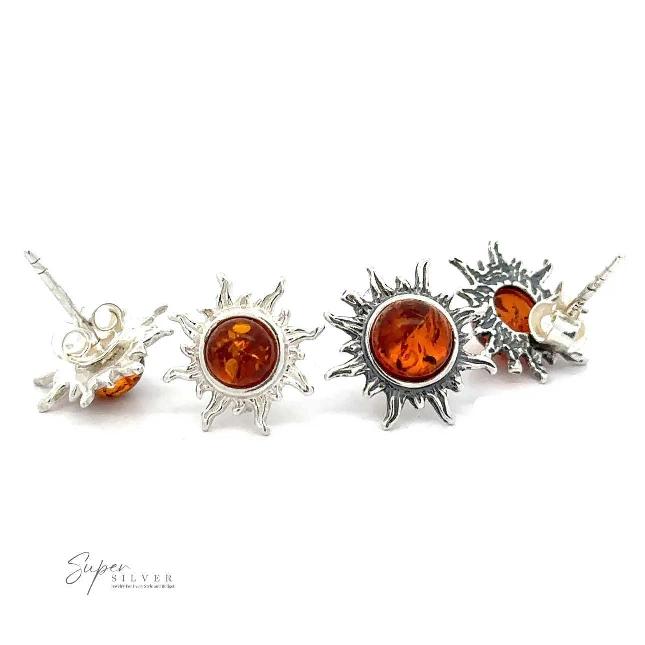 Brilliant Amber Sun Stud Earrings