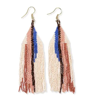 Camielle Abstract Stripe Beaded Fringe Earrings