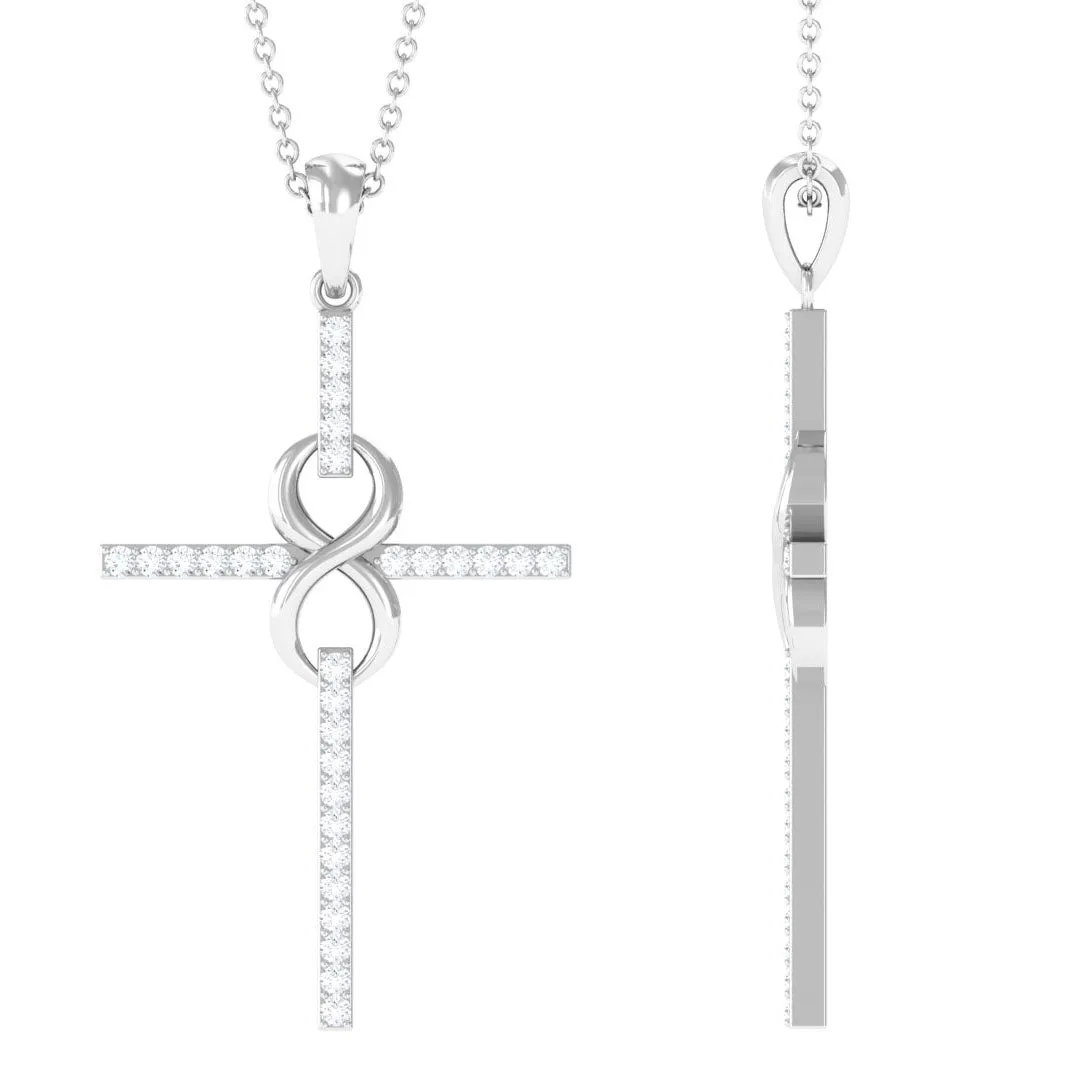 Certified Moissanite Cross Infinity Pendant
