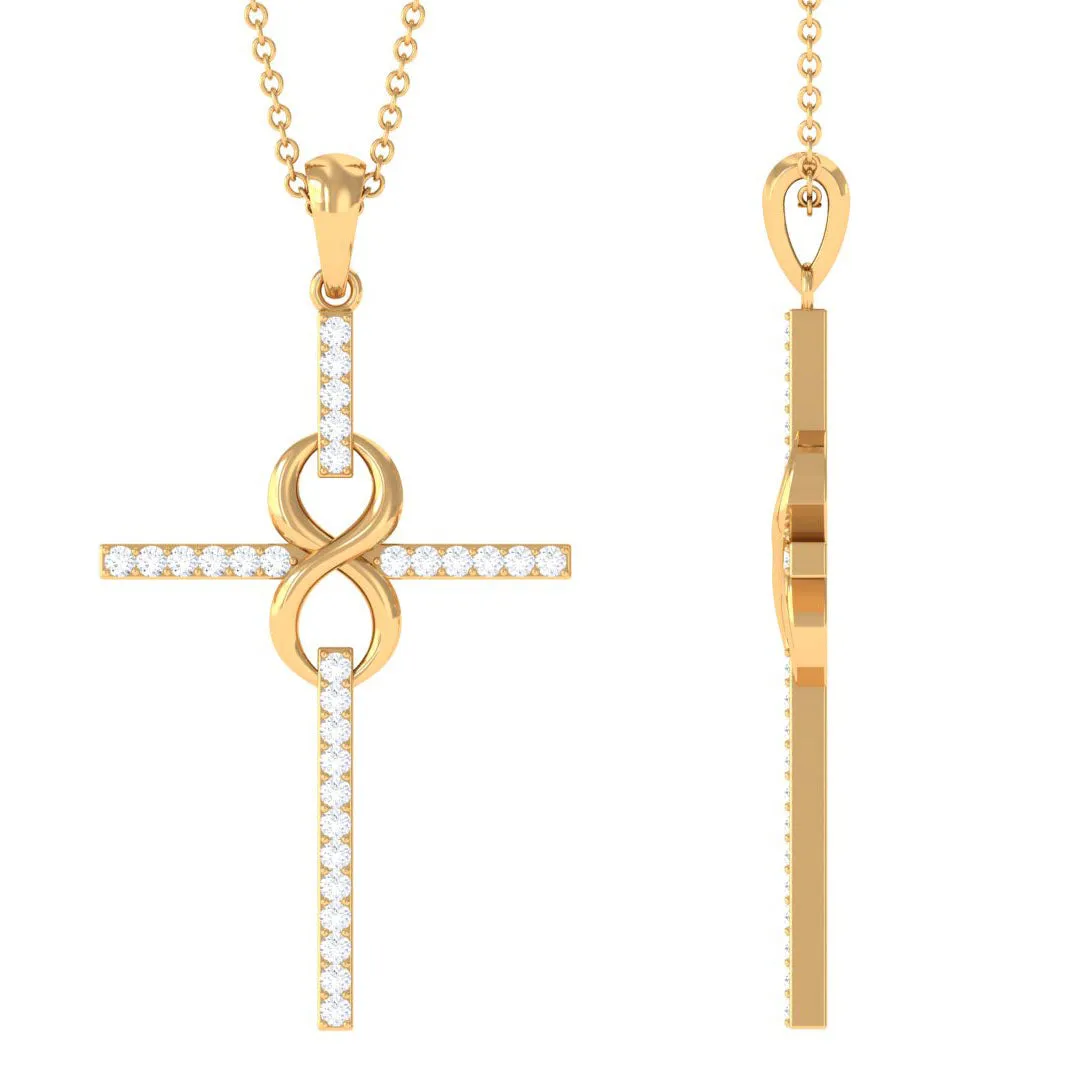 Certified Moissanite Cross Infinity Pendant