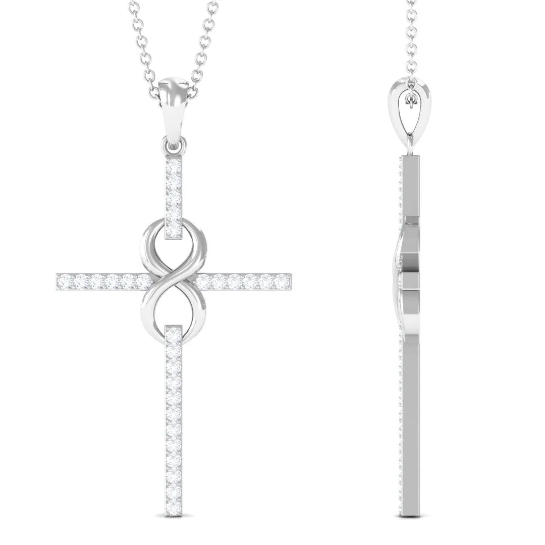 Certified Moissanite Cross Infinity Pendant