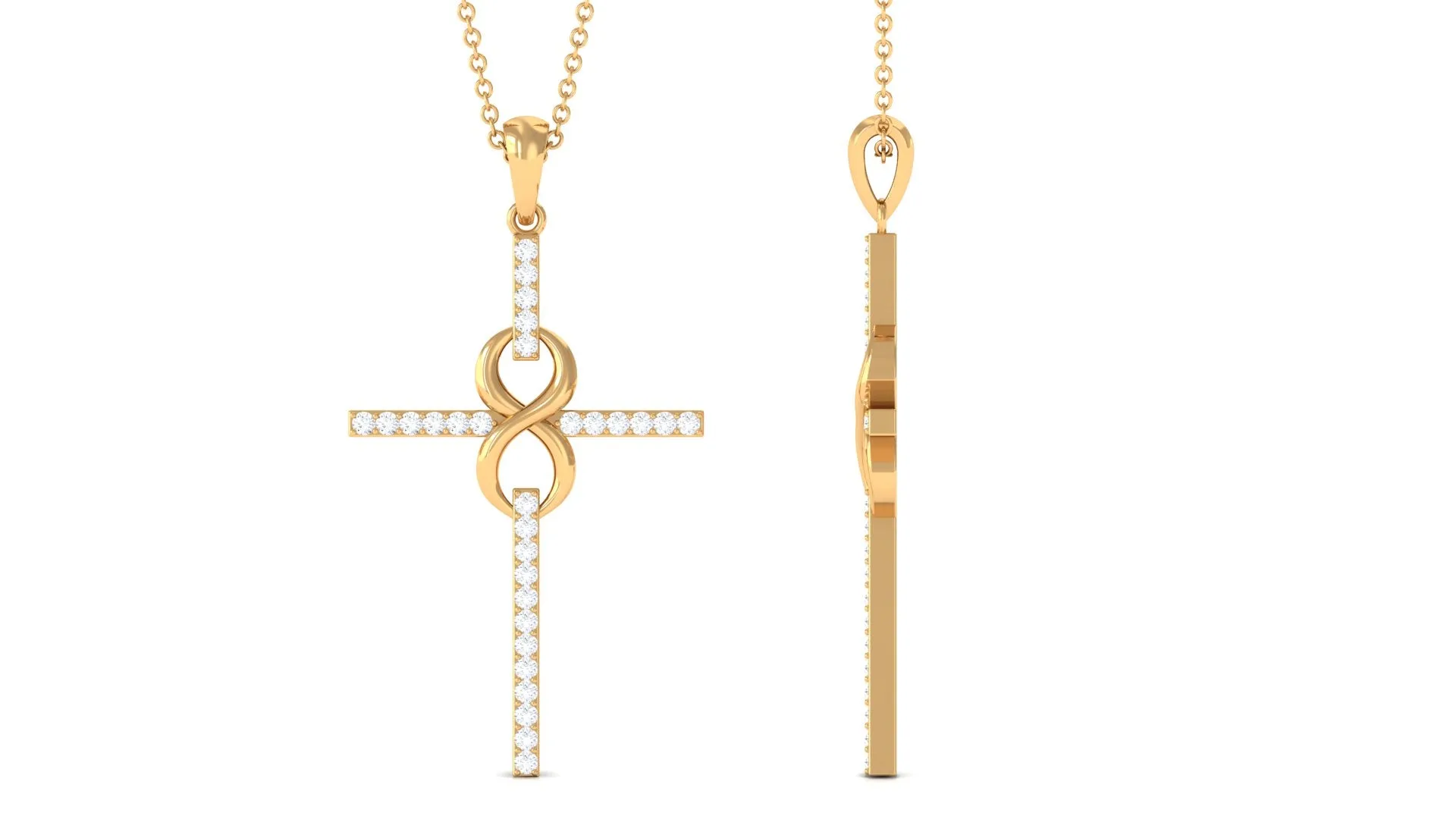 Certified Moissanite Cross Infinity Pendant