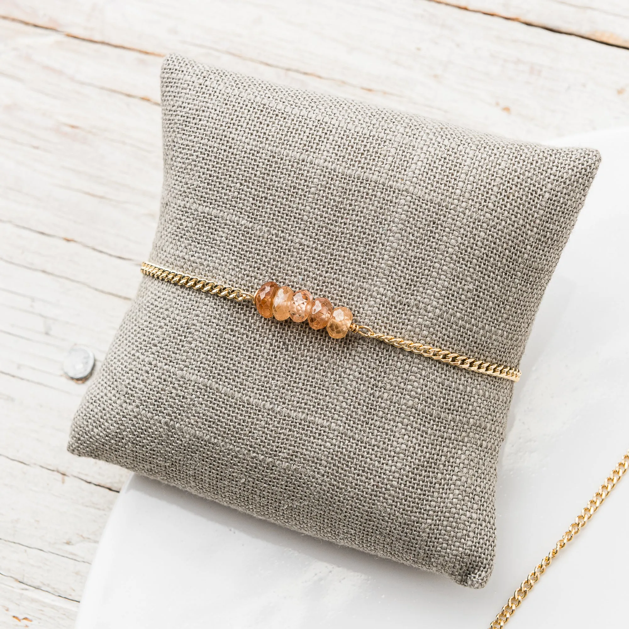 Champagne Zircon Stack Bracelet on Curb Chain