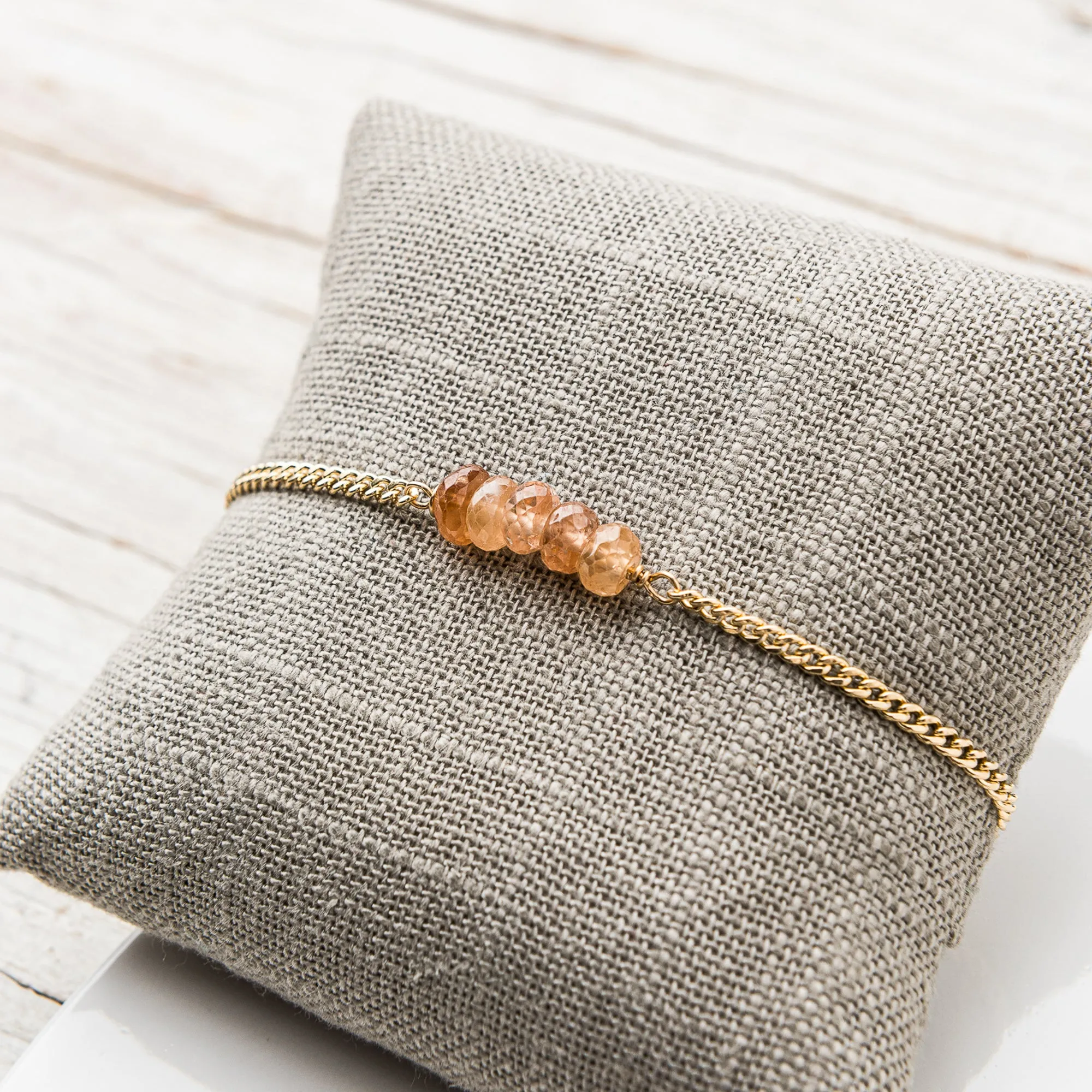 Champagne Zircon Stack Bracelet on Curb Chain