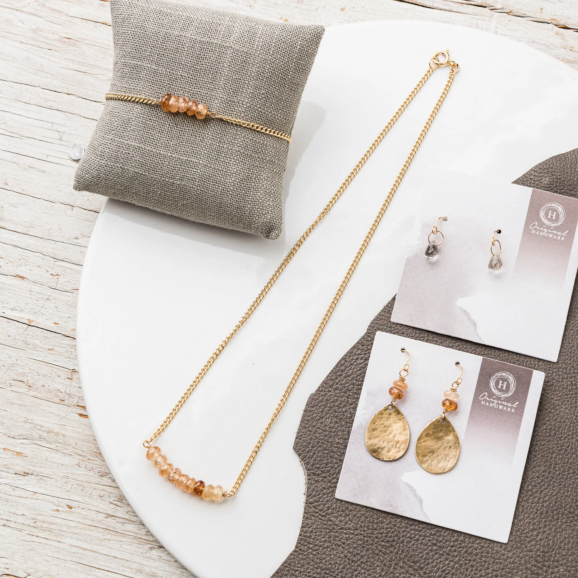 Champagne Zircon Stack Bracelet on Curb Chain