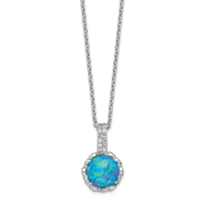 Cheryl M Sterling Silver Cubic Zirconia and Blue Opal Necklace