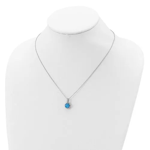Cheryl M Sterling Silver Cubic Zirconia and Blue Opal Necklace