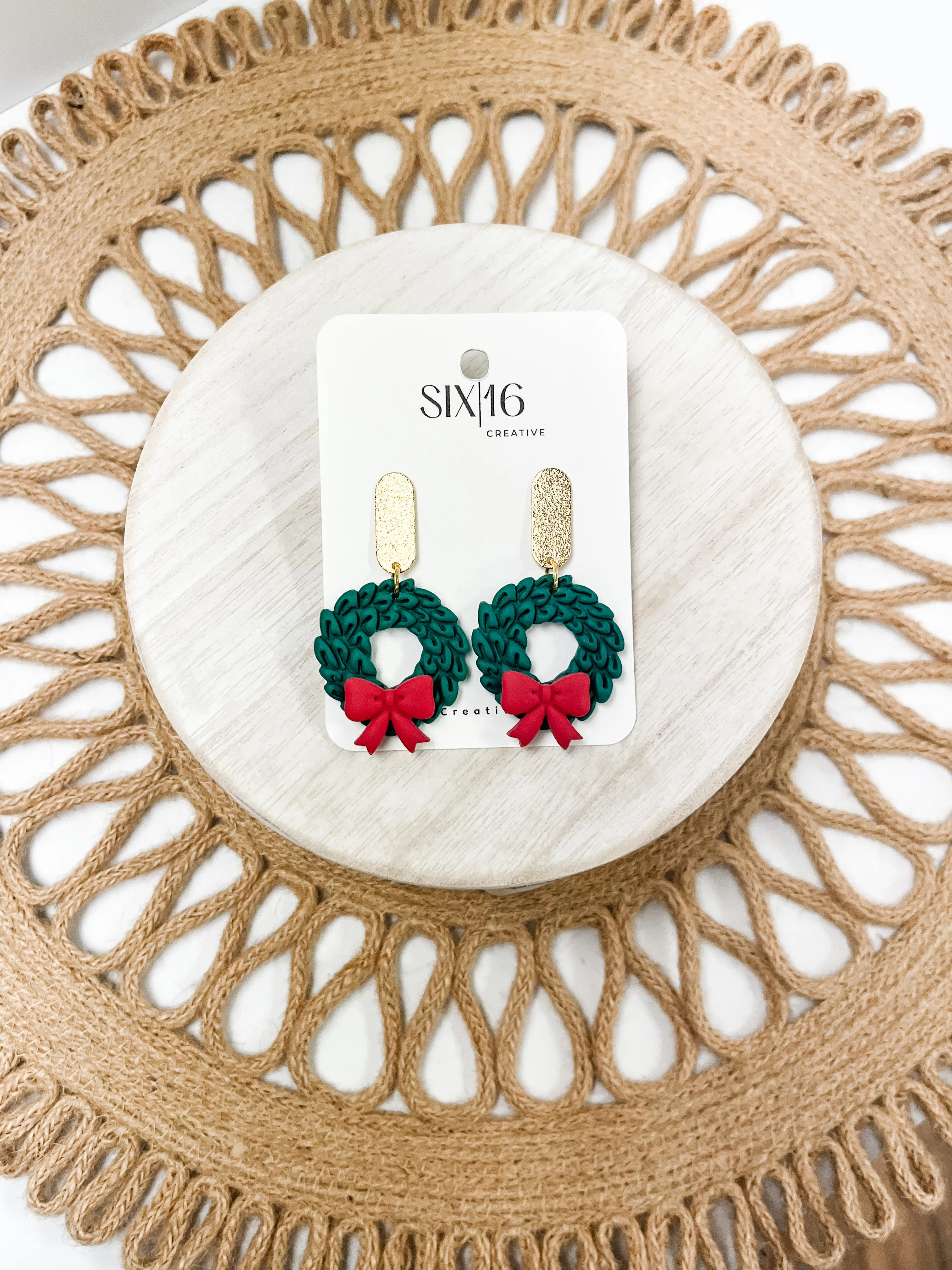 Christmas Wreath Polymer Clay Earrings