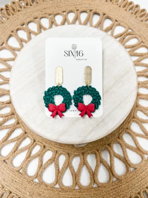 Christmas Wreath Polymer Clay Earrings