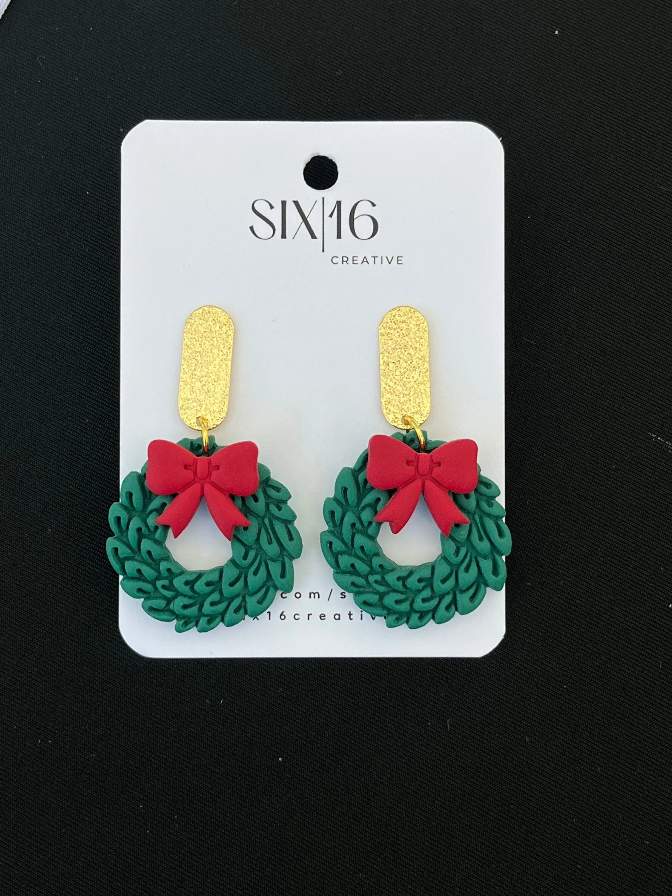 Christmas Wreath Polymer Clay Earrings