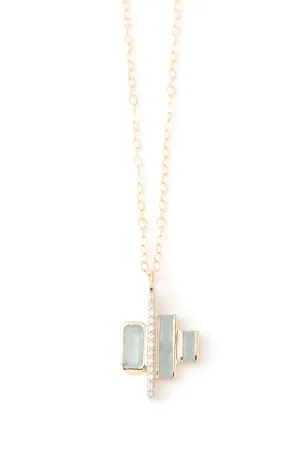 Cityscape Triple Aquamarine and Diamond Tower Necklace