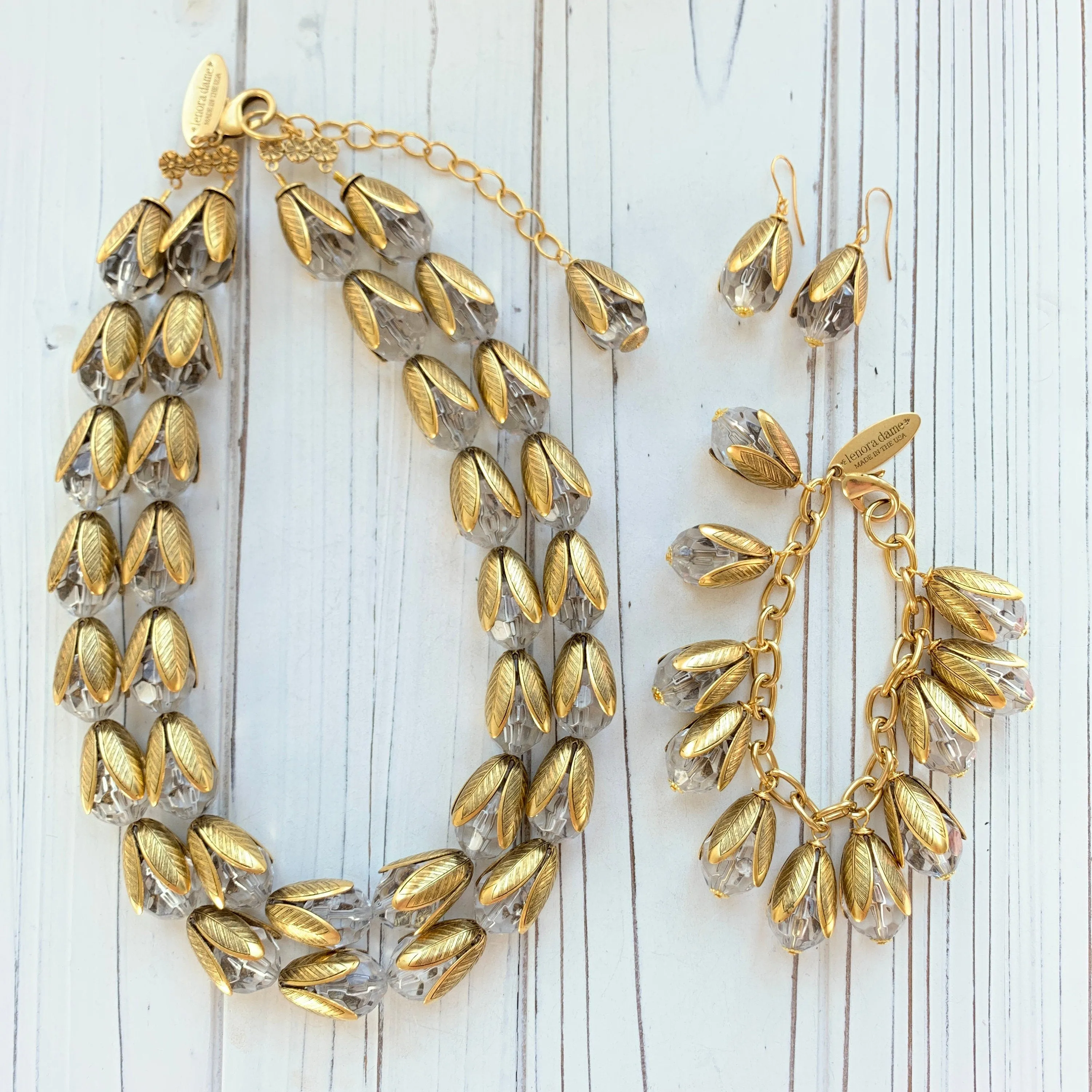 Classic Bead Cap Charm Bracelet - Lucite