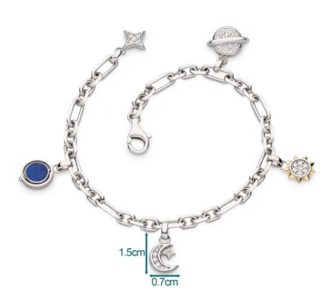 Céleste Lapis Golden Multi Charm Figaro Bracelet
