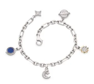 Céleste Lapis Golden Multi Charm Figaro Bracelet