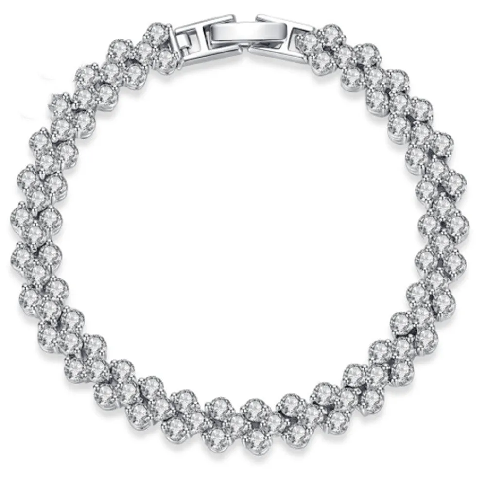Copper Inlaid AAA Zircon Bracelet Ladies Gemstone Explosion