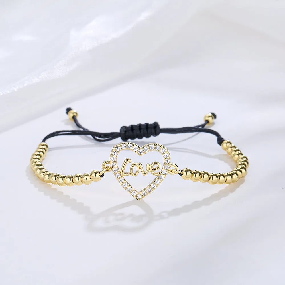 Copper Plated 18K Gold Zircon Love Sun Flower Bracelet