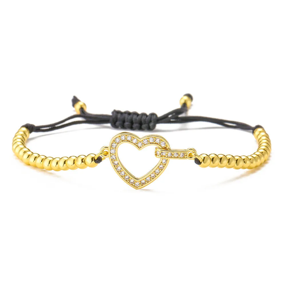 Copper Plated 18K Gold Zircon Love Sun Flower Bracelet