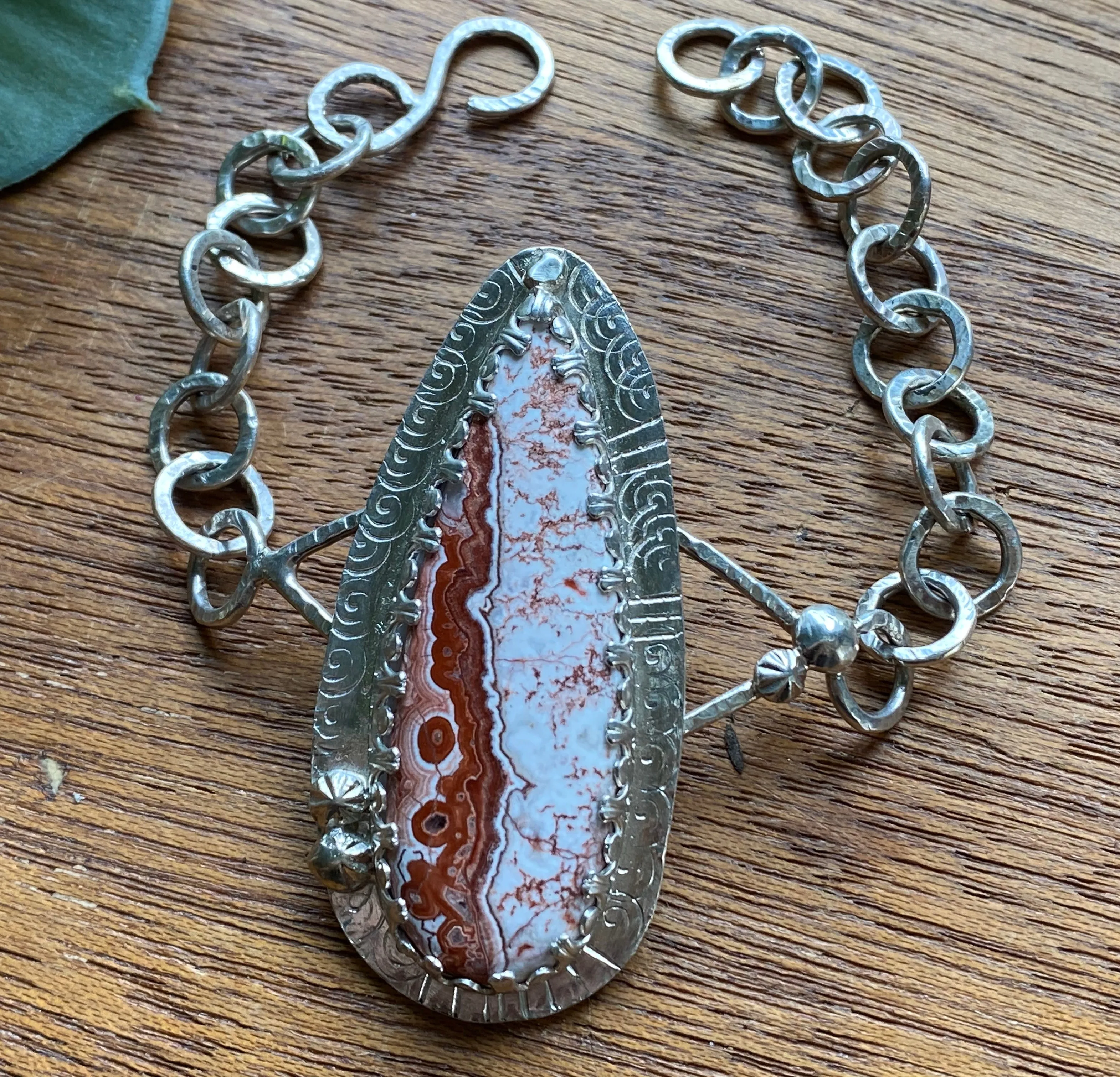 Crazy Lace Agate link bracelet
