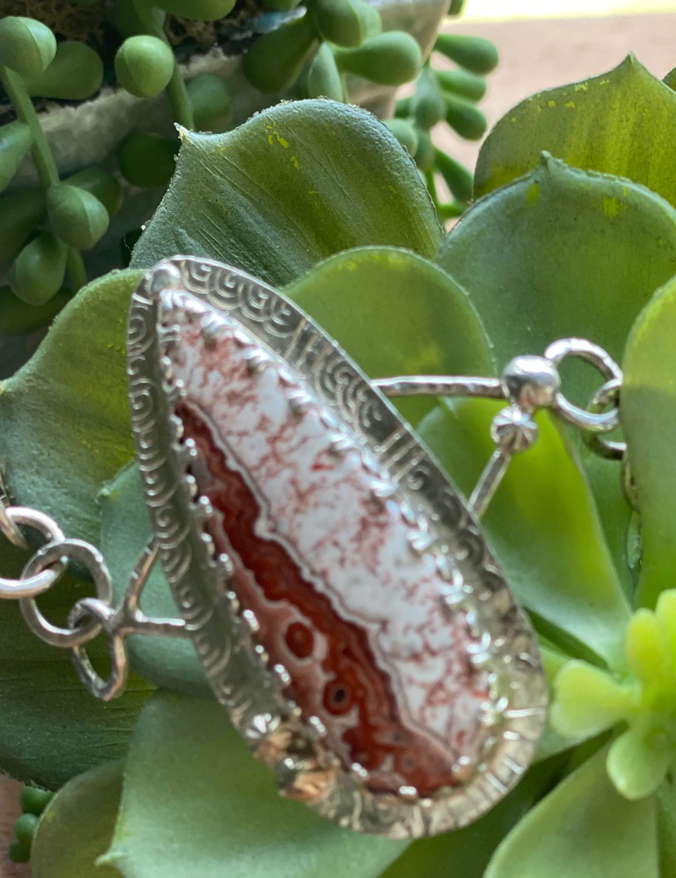 Crazy Lace Agate link bracelet