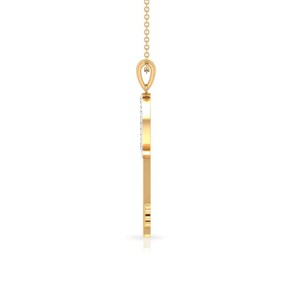 Cubic Zirconia Key Pendant Necklace with Paw Design