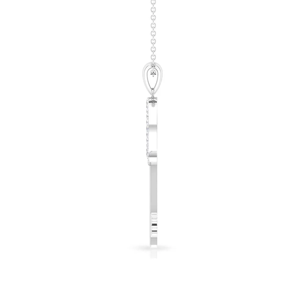 Cubic Zirconia Key Pendant Necklace with Paw Design