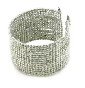 Cubist Beaded Cuff - Silver