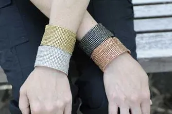 Cubist Beaded Cuff - Silver