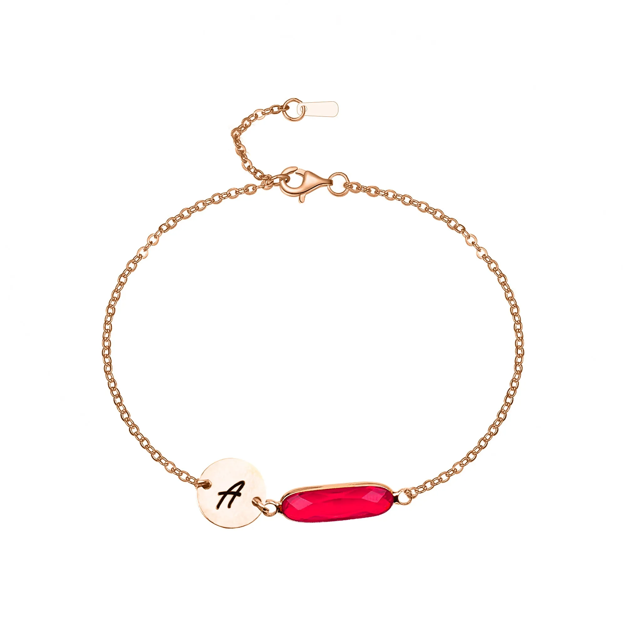 Custom Initial and Birthstone Bar Bracelet