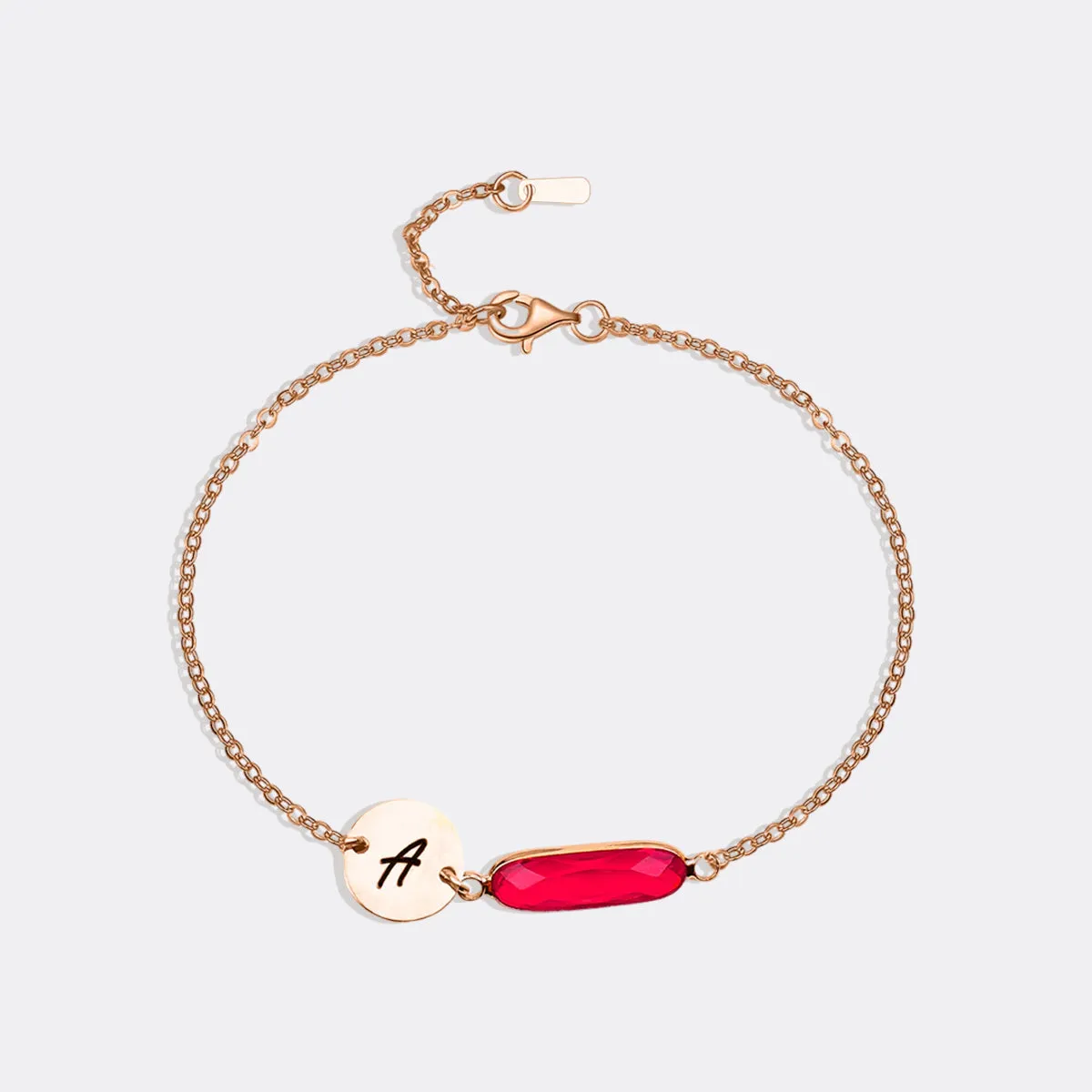 Custom Initial and Birthstone Bar Bracelet