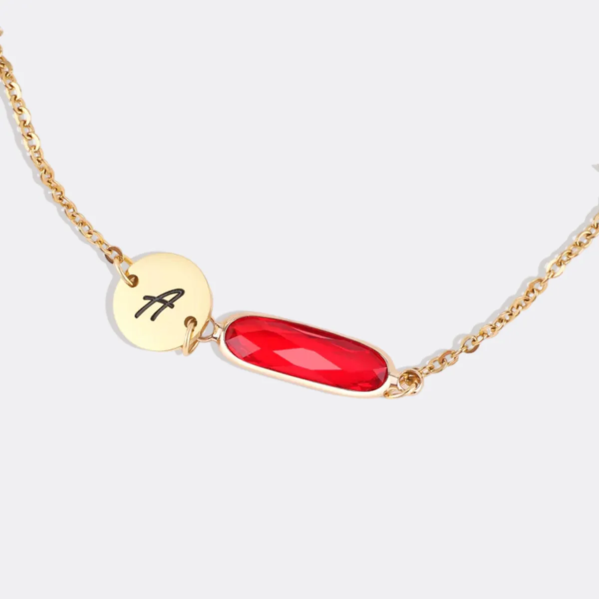 Custom Initial and Birthstone Bar Bracelet