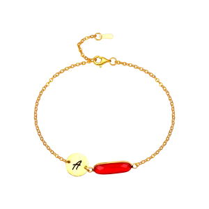 Custom Initial and Birthstone Bar Bracelet