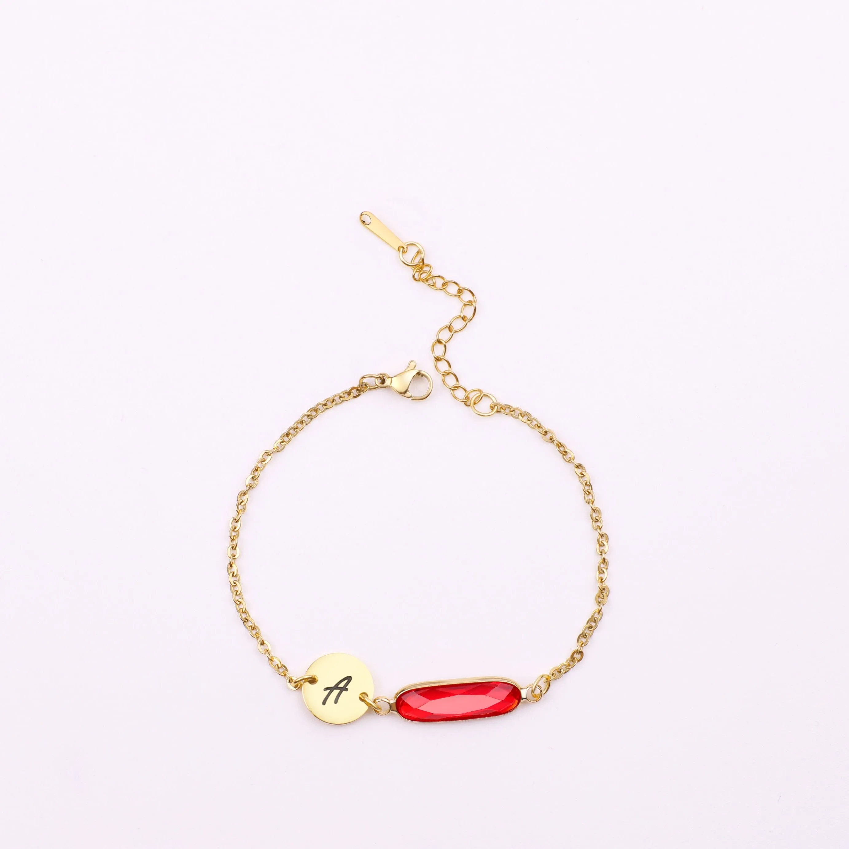 Custom Initial and Birthstone Bar Bracelet