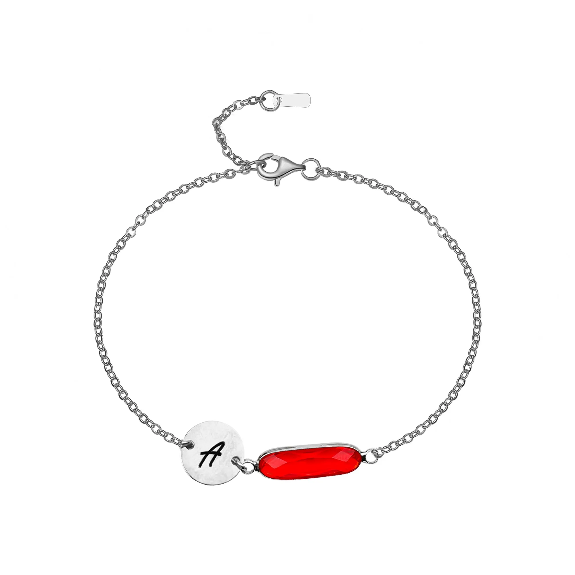 Custom Initial and Birthstone Bar Bracelet