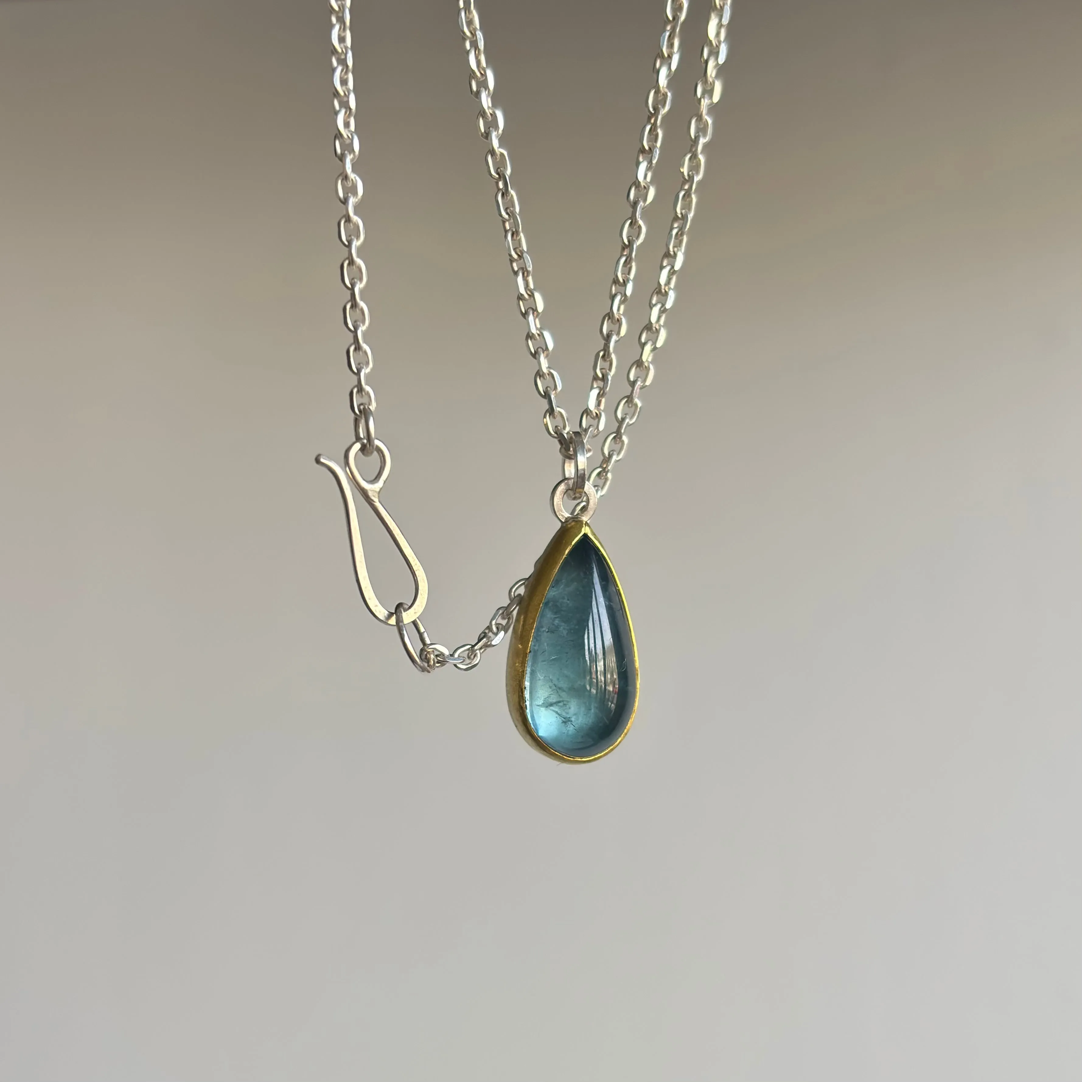Dark Aquamarine Cabochon Pendant
