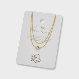 December blue topaz birthstone necklace 18k gold plated