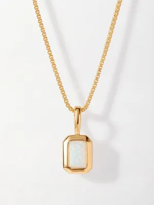 Deco opal October birthstone necklace