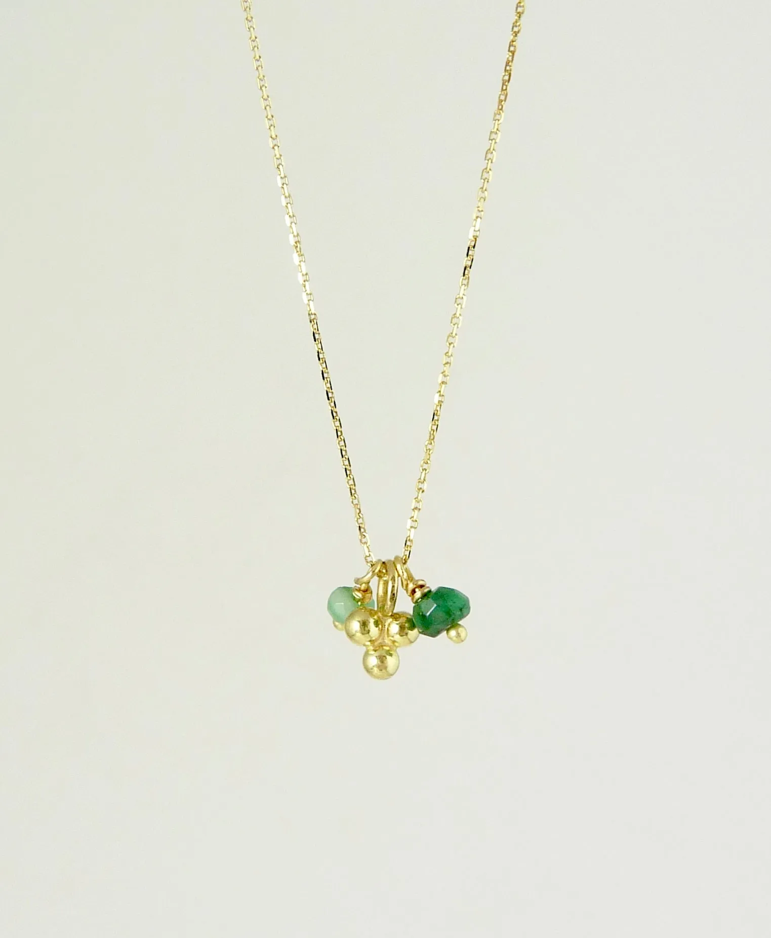 Delicate Granulation Necklace with Emerald