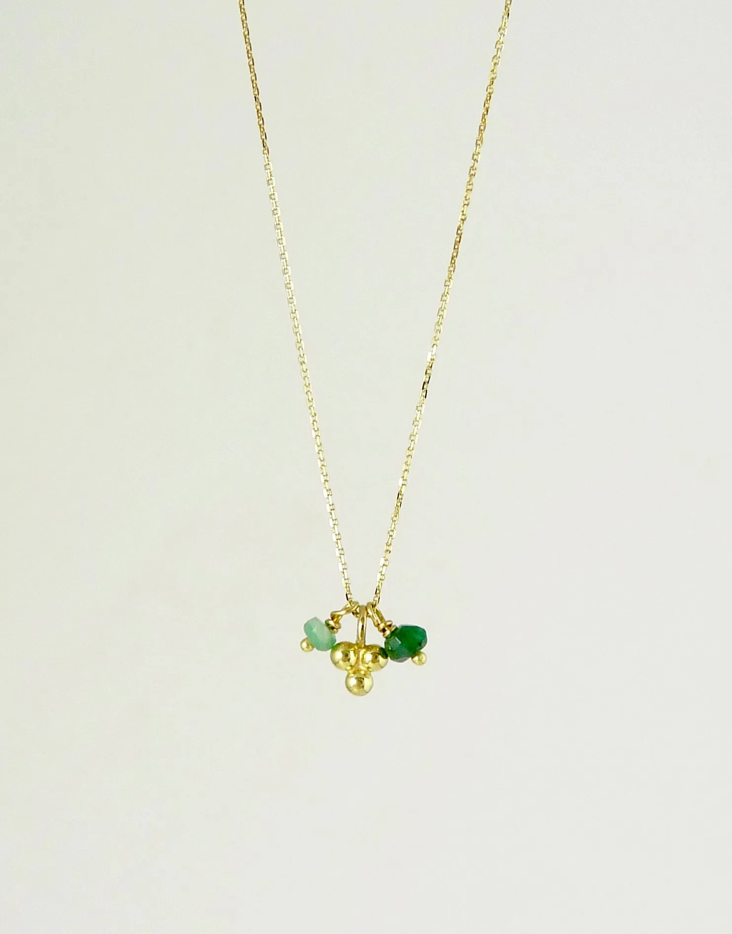 Delicate Granulation Necklace with Emerald