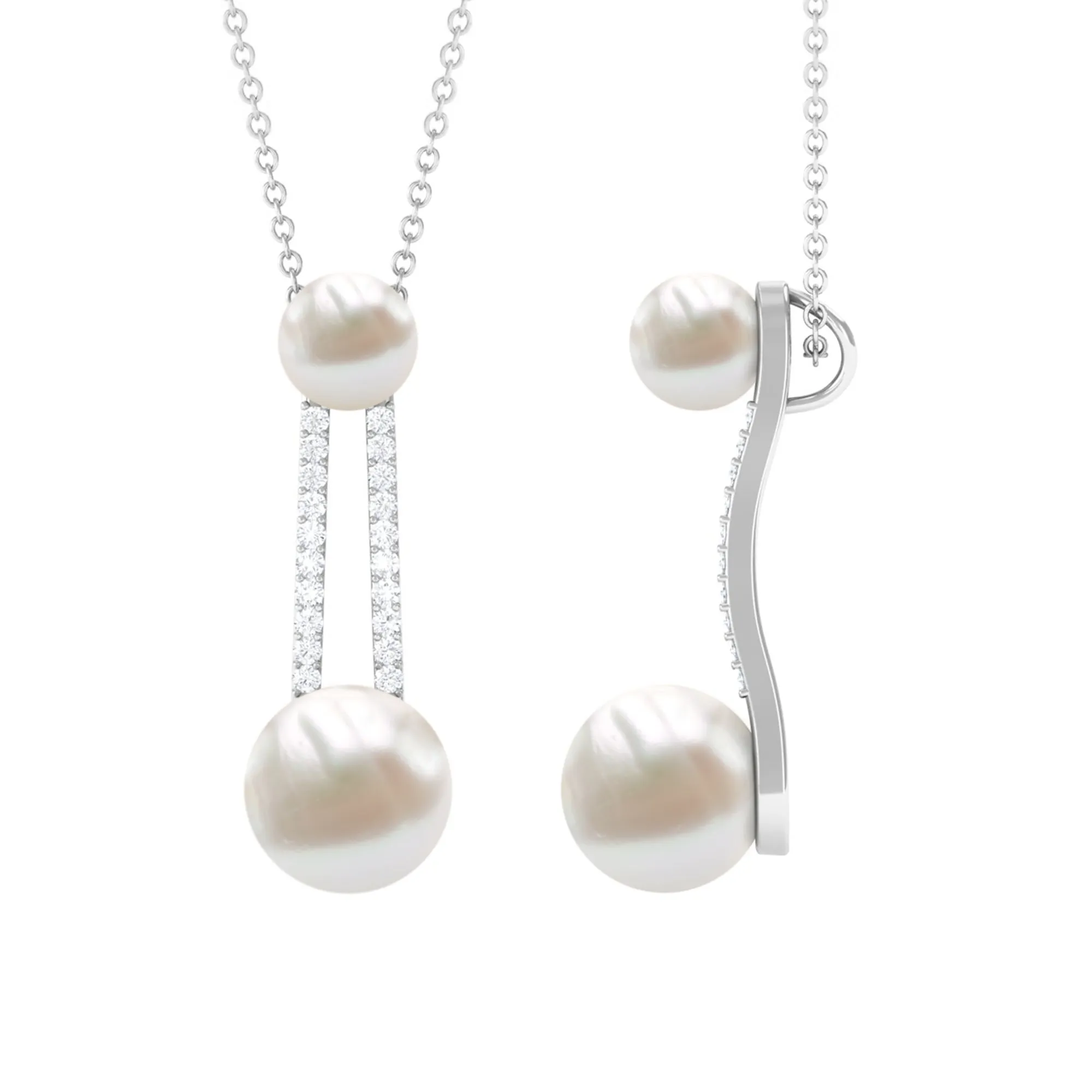 Designer Freshwater Pearl Dangle Pendant with Diamond