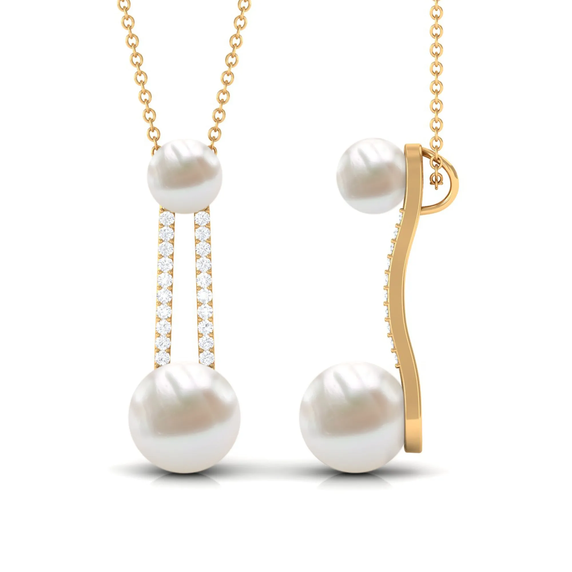 Designer Freshwater Pearl Dangle Pendant with Diamond