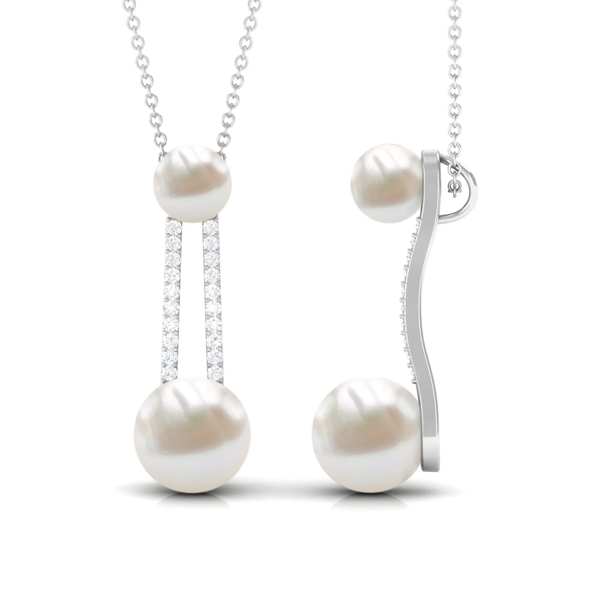 Designer Freshwater Pearl Dangle Pendant with Diamond
