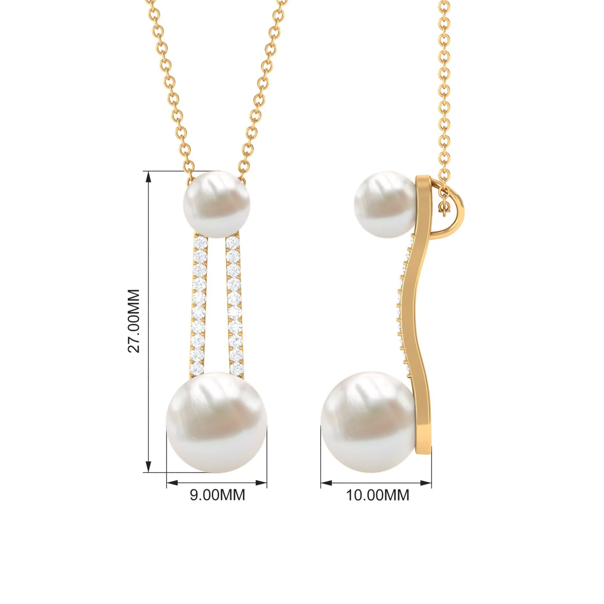 Designer Freshwater Pearl Dangle Pendant with Diamond