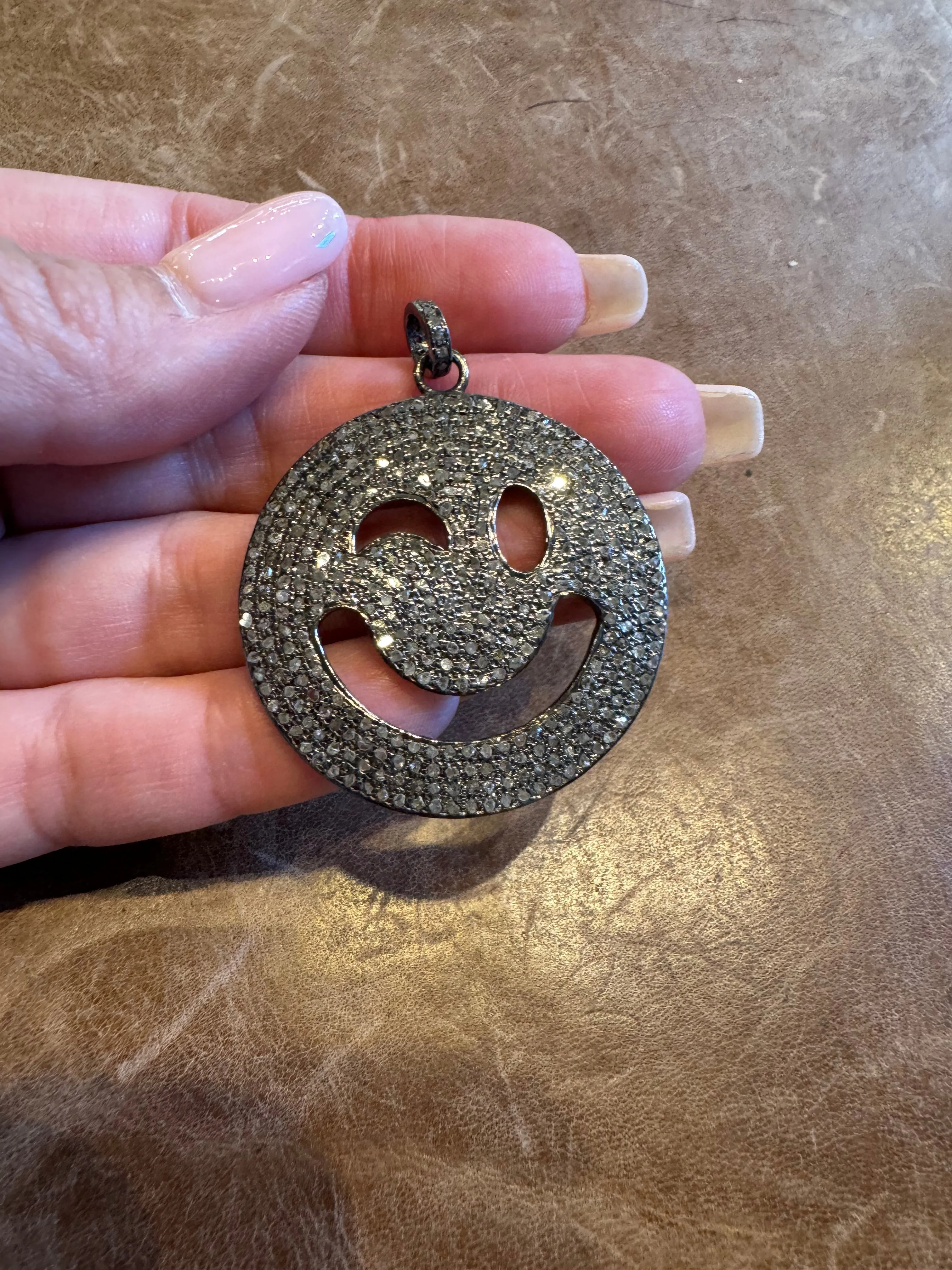 Diamond Smiley Face Pendant