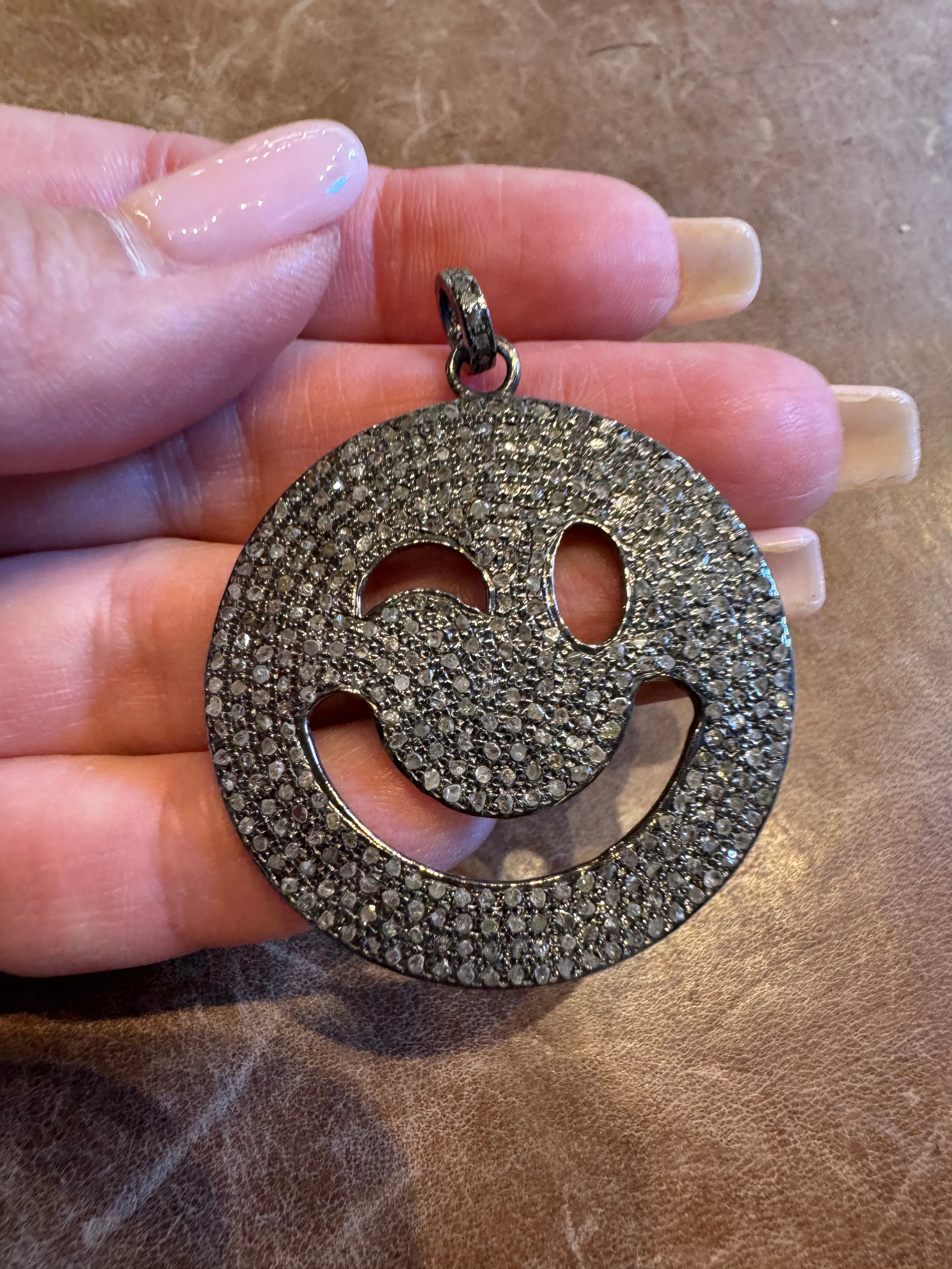 Diamond Smiley Face Pendant