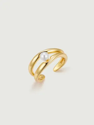 Double Hoop Pearl Stacking Ring