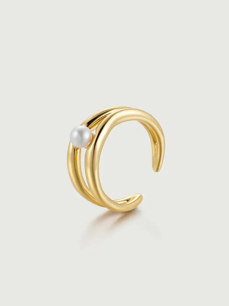 Double Hoop Pearl Stacking Ring