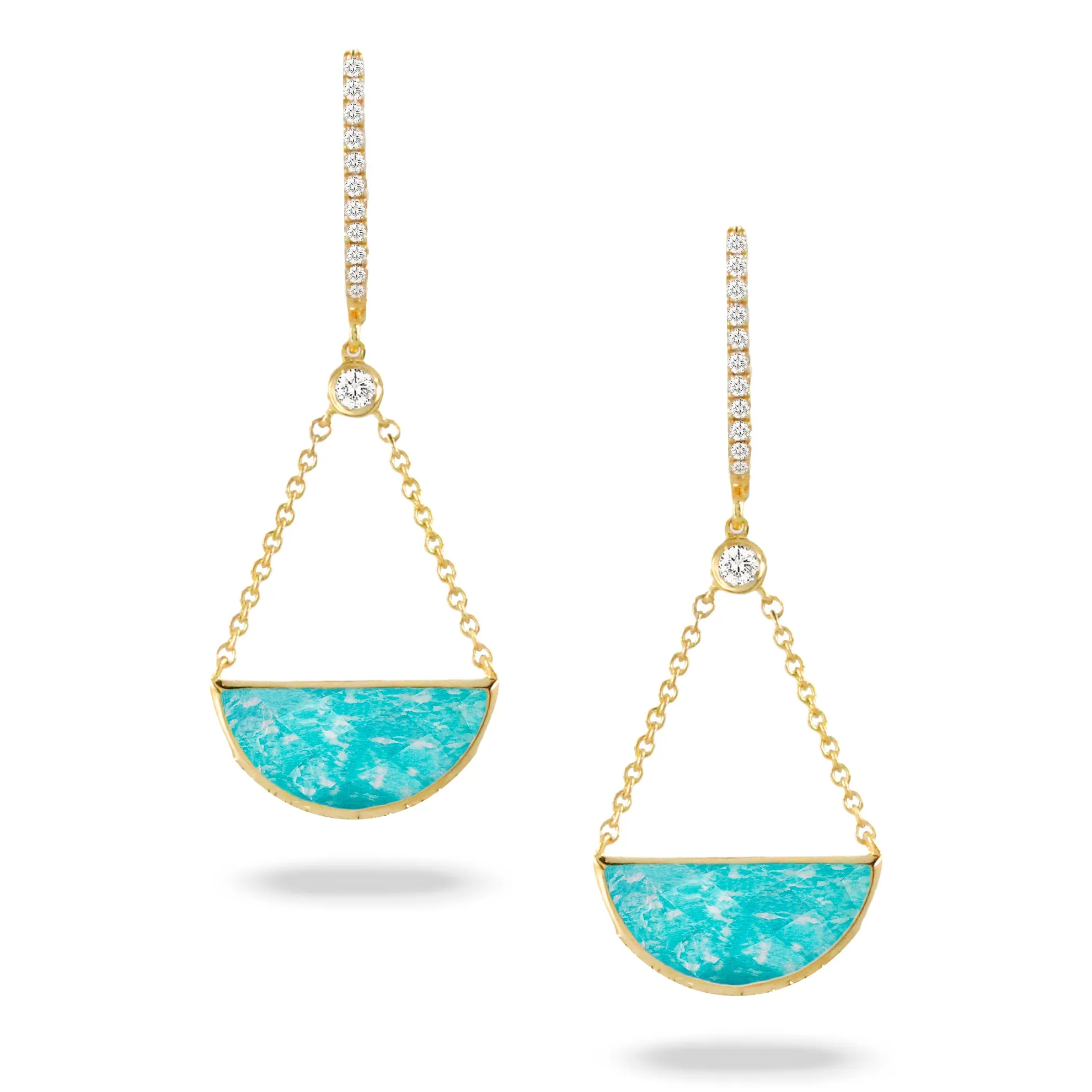 Doves Amazonite Diamond Earrings